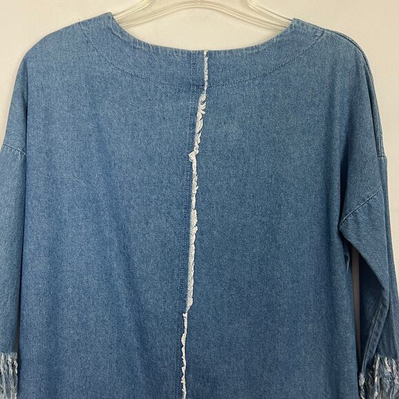 Better Be Y2K Retro Fringe Denim Tunic Dress Medium Boho Western Festival Hippie - Picture 7 of 11